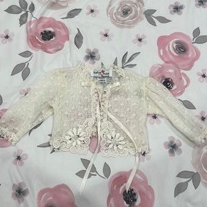 KATIE ROSE - delicate lace and rose appliqué sweater - 6 months